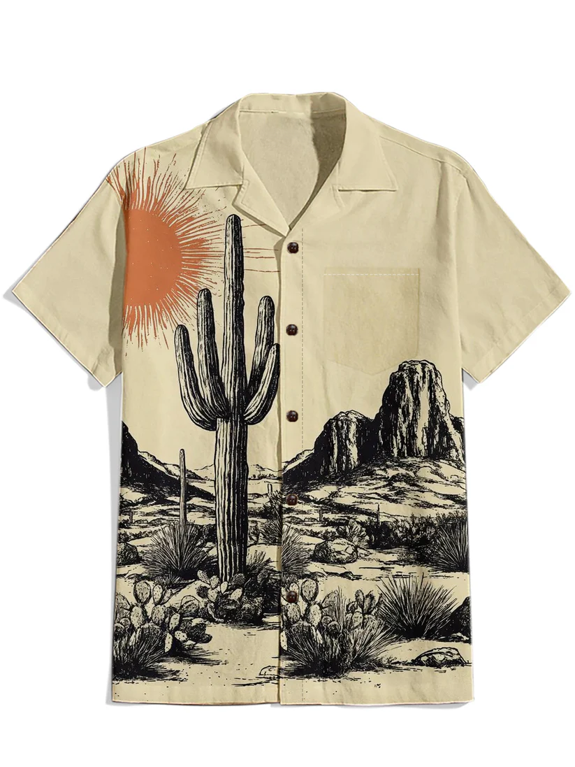 Cactus - 100% Cotton Cuban Collar Shirt