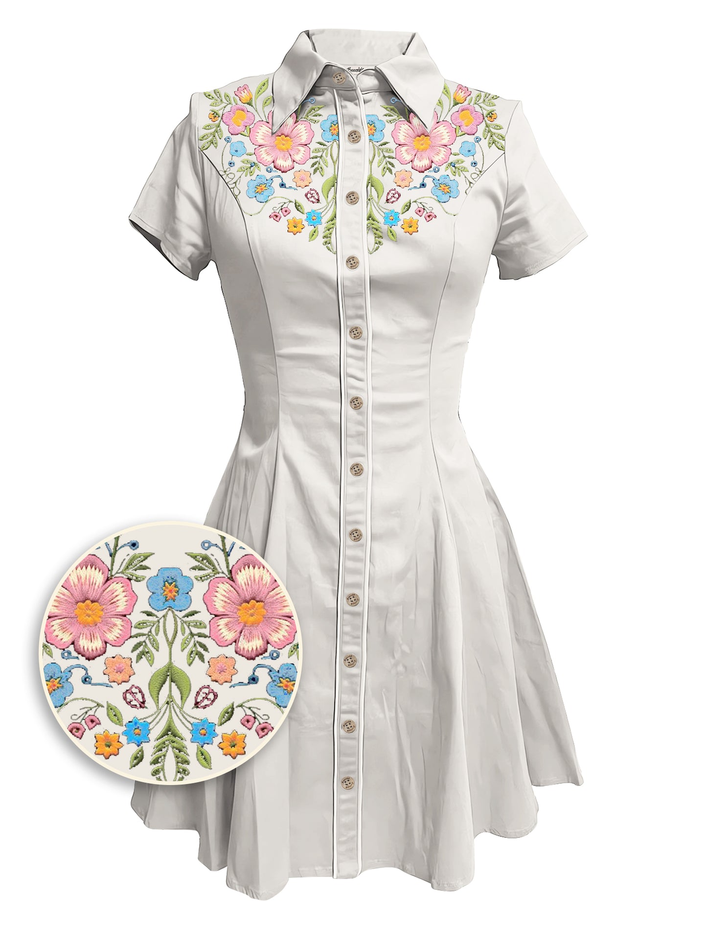 [Embroidery]Flower - 100% Cotton Dress