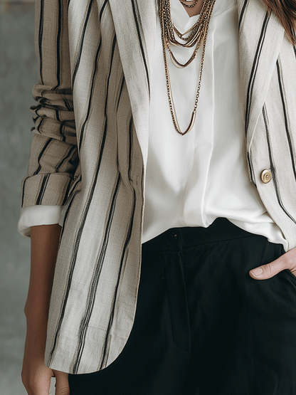 Modern Chic Pinstripe Lightweight Blazer Jacket
