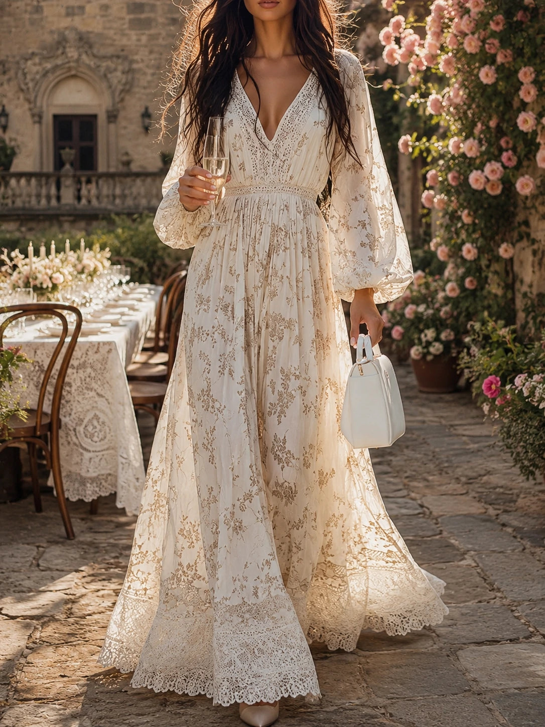 Timeless Boho Lace Maxi Dress for Effortless Elegance