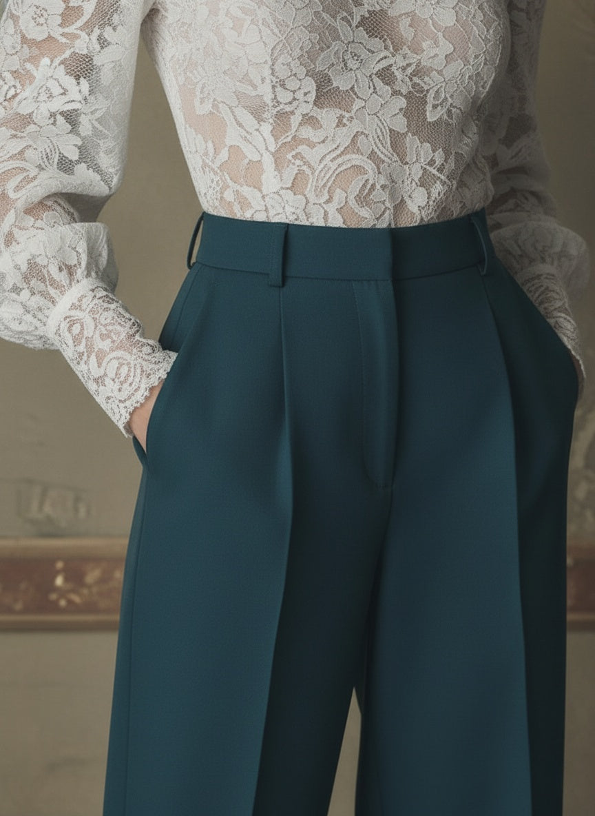 The Elegant Lace High-Neck Blouse