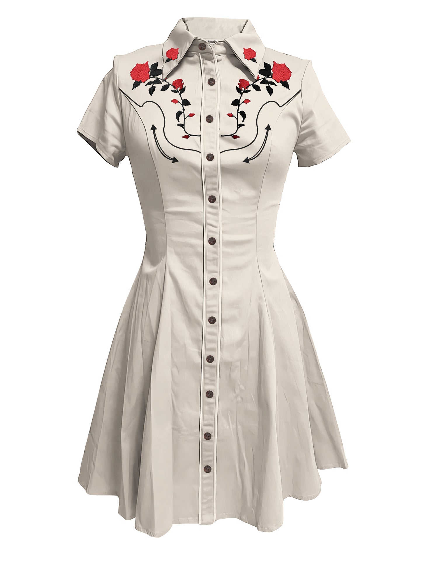 [Embroidery]Rose - 100% Cotton Dress