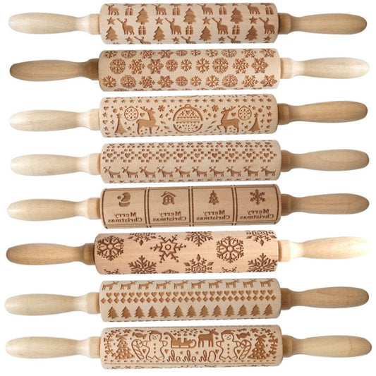 Christmas Wooden Rolling Pin