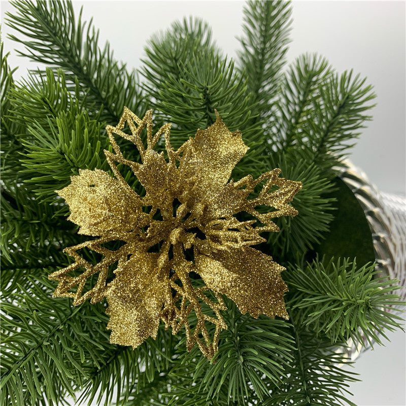 5Pcs Glitter Artifical Christmas Flower Tree Decorations Home