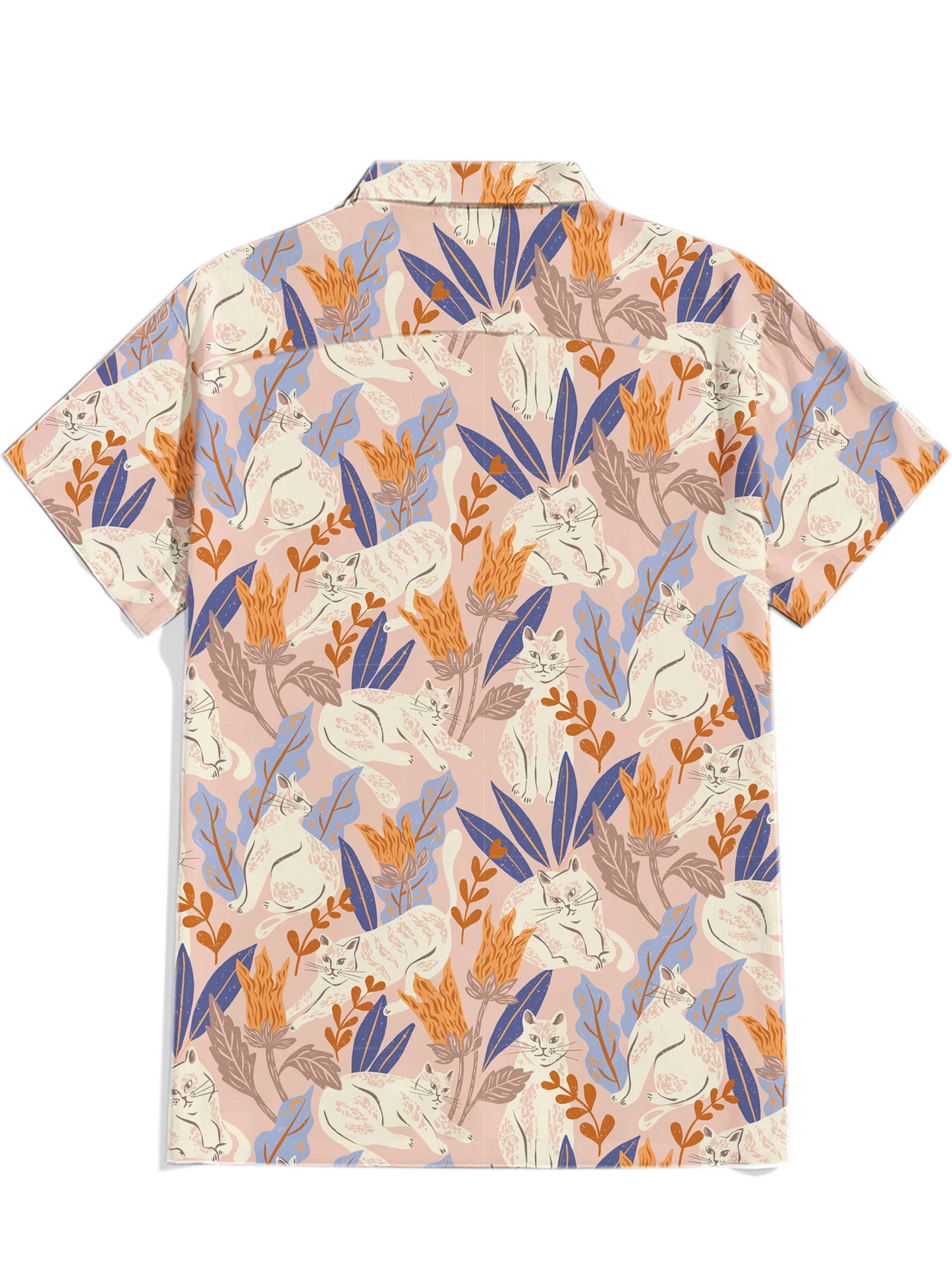 Retro Paws & Petals - 100% Cotton Cuban Collar Shirt