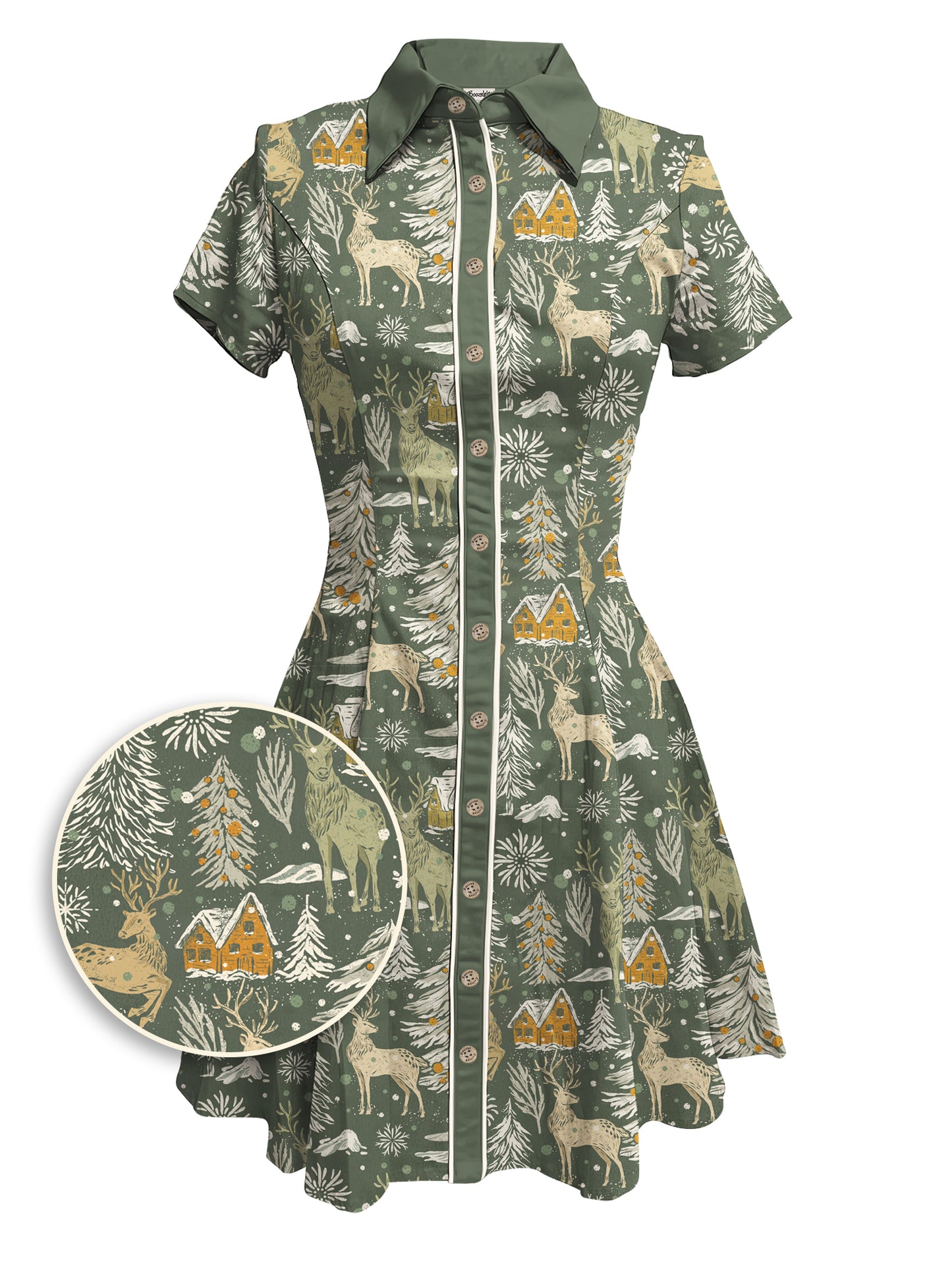 Snowy Village Celebration - 100% Cotton Dress