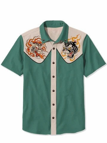 Retro tattoo Tiger - 100% Cotton Shirt