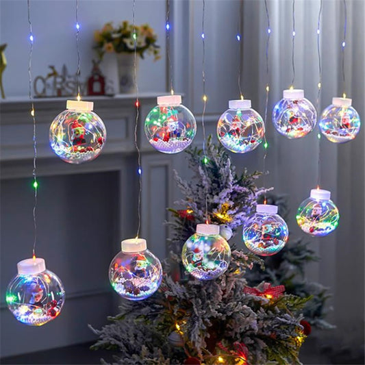 Xmas Decor DIY Christmas Ball Santa LED Curtain Light String Christmas Tree Decoration Home Party New Year Gifts Navidad Decor