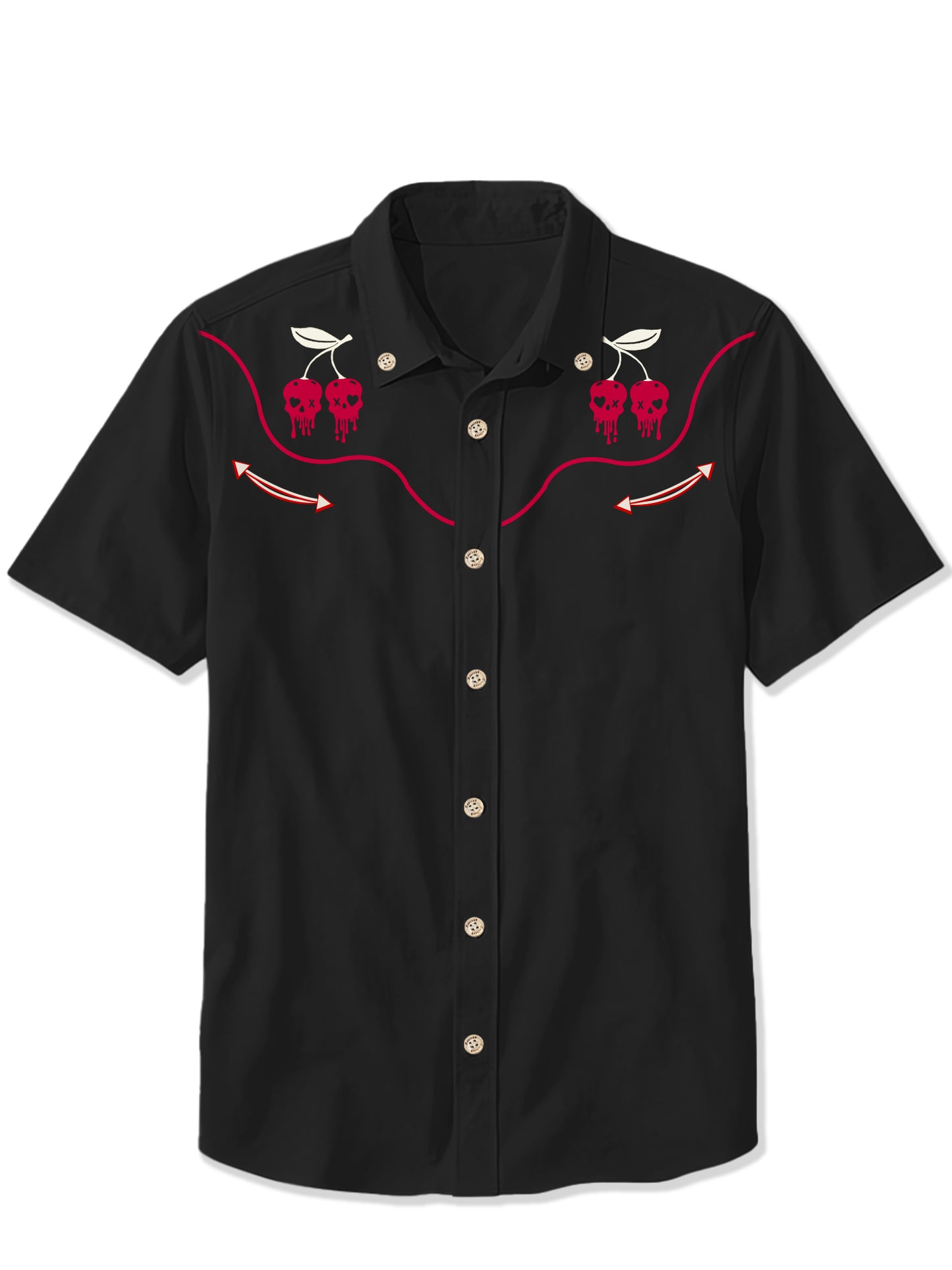 [Embroidery]Cherry Skull - 100% Cotton Shirt