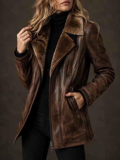 Casual Vintage Wool Sheepskin Warm Coat