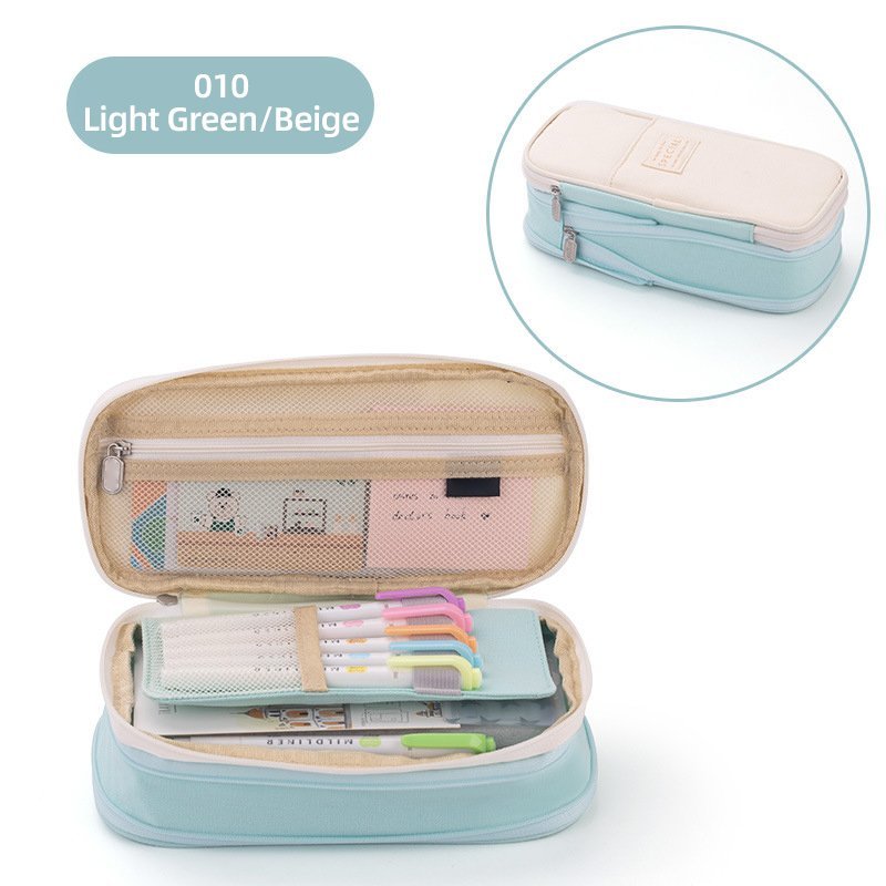 Classic Pocket Pen Pencil Case Fold Canvas Stationery Storage Bag