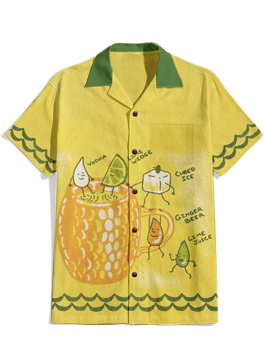 [Alison Coté]Moscow Mule Cocktails - 100% Cotton Cuban Collar Shirt