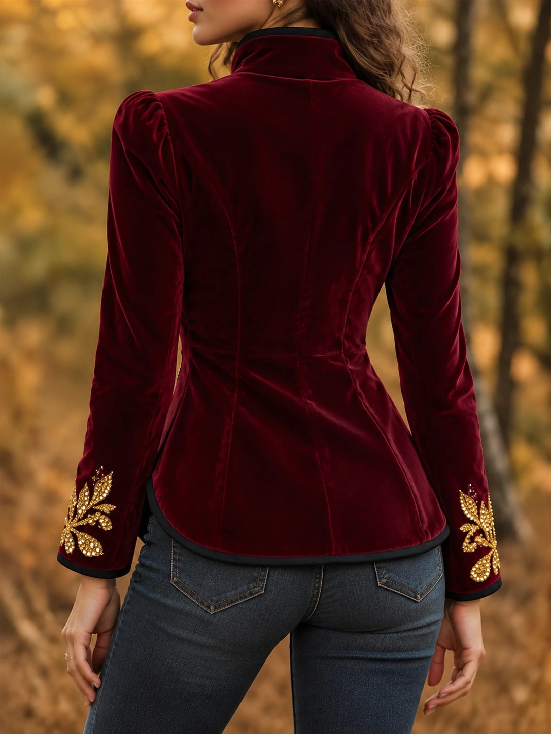 Women's Vintage Western Christmas Embroidered Beads Blazer