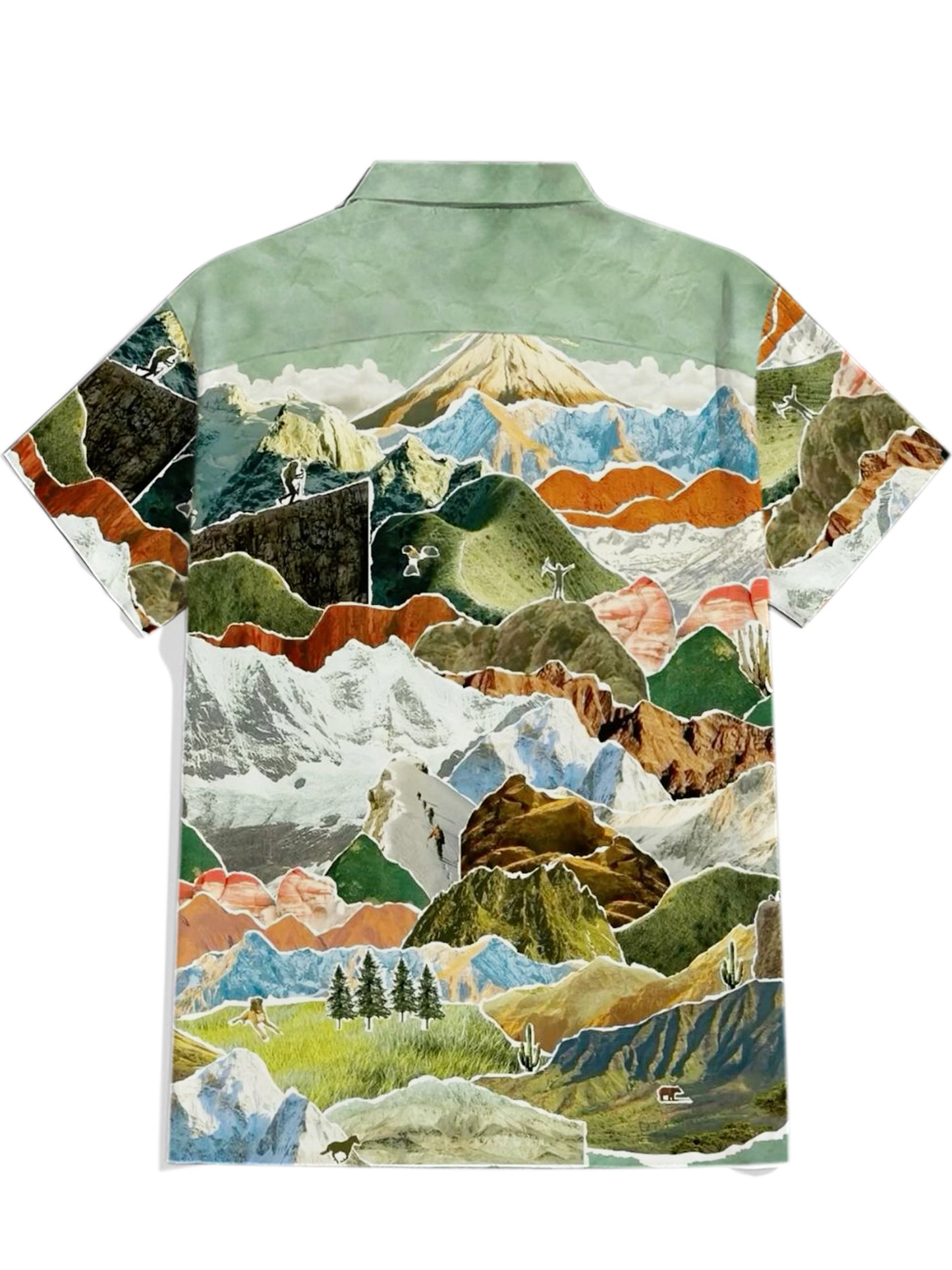 Collage Mountains - 100% Cotton Cuban Collar Shirt