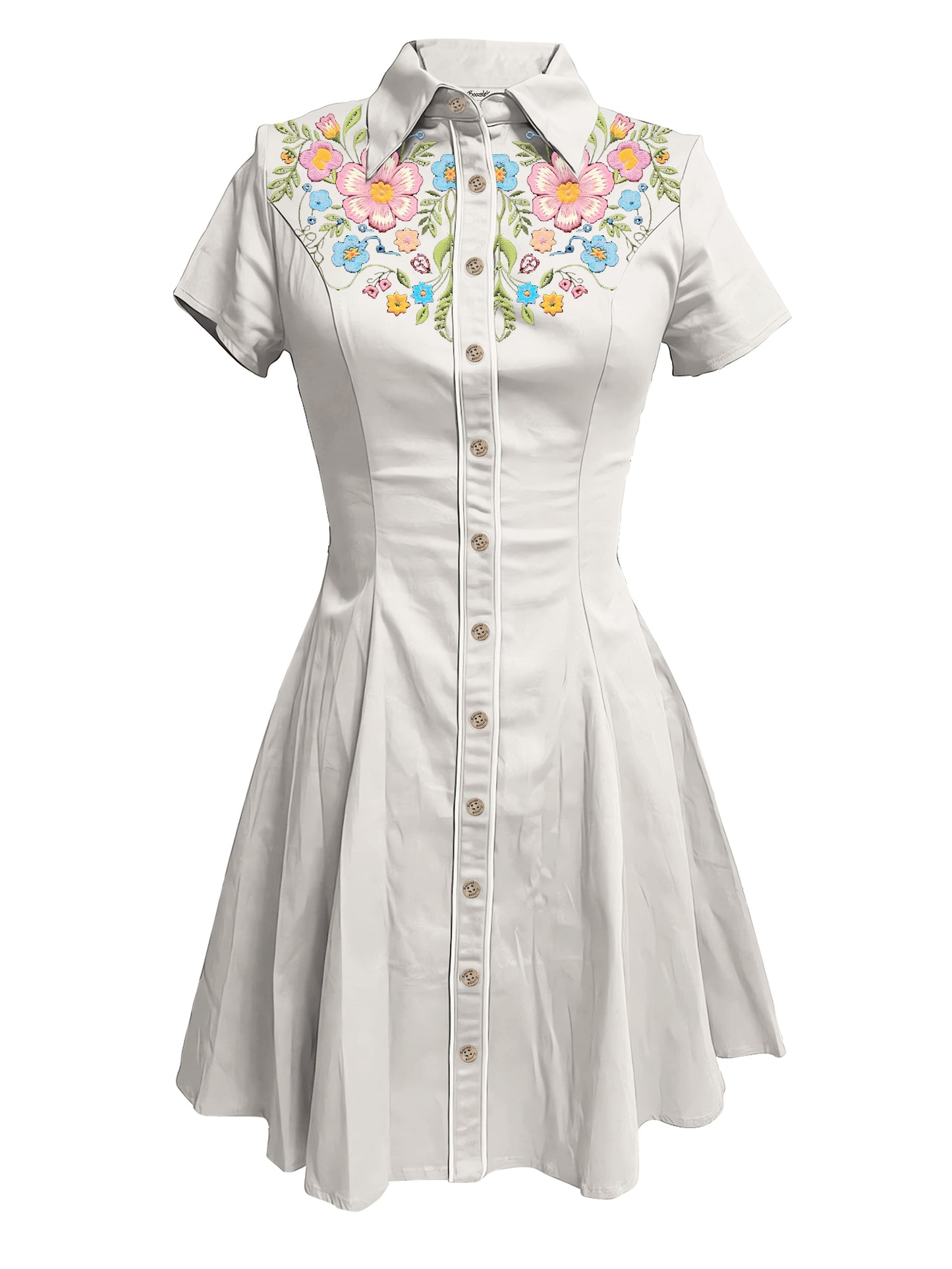 [Embroidery]Flower - 100% Cotton Dress