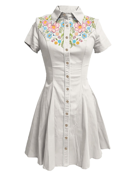[Embroidery]Flower - 100% Cotton Dress