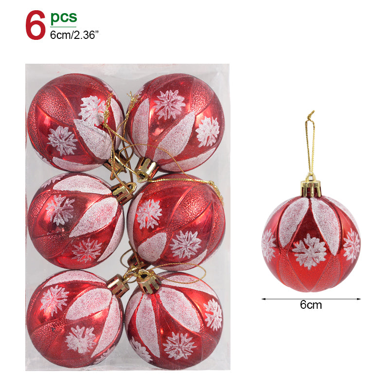 6pcs/6cm Transparent Snow Christmas Balls Pendants for Christmas Tree Decoration