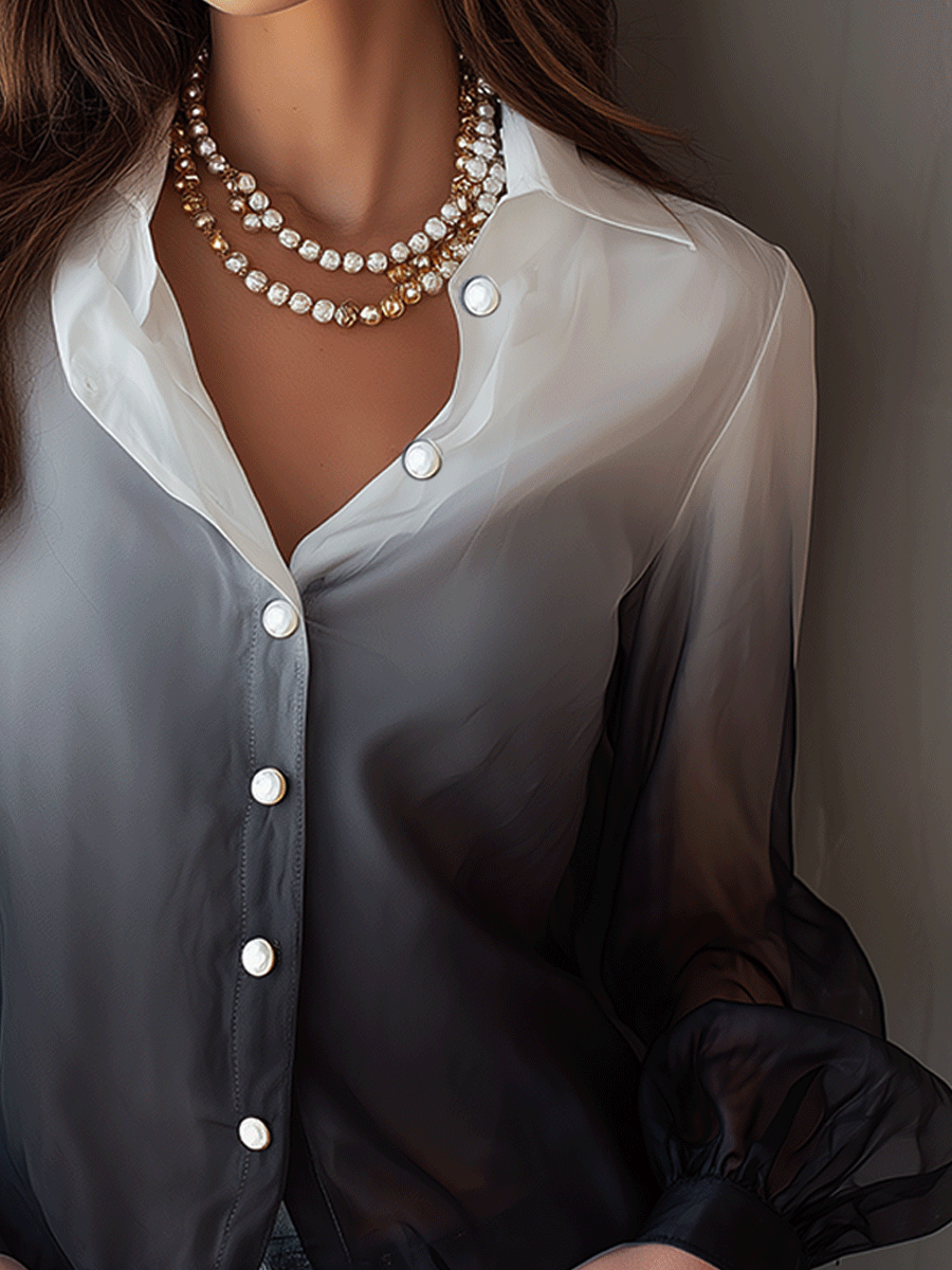 Elegant And Flowing Black And White Gradient Shirt