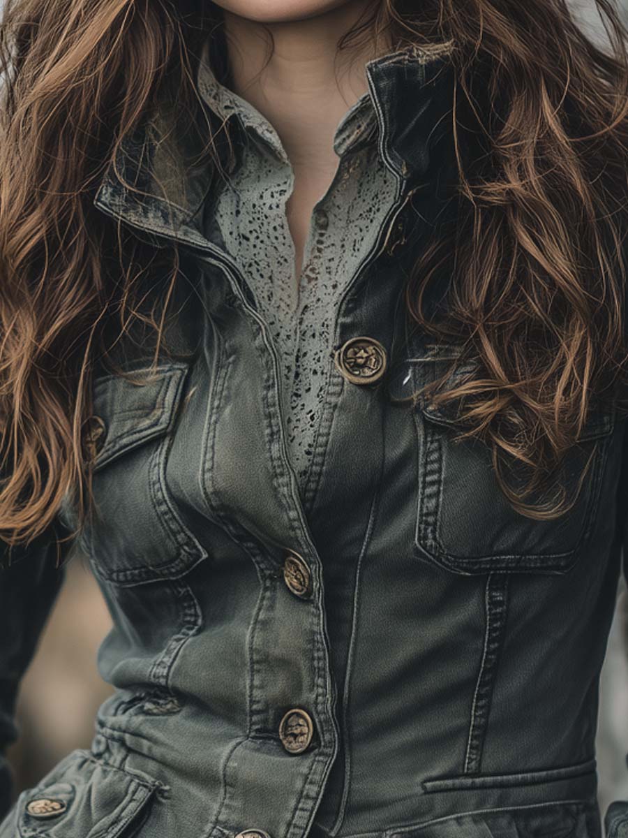 Vintage Washed Worker Button-Up Jacket