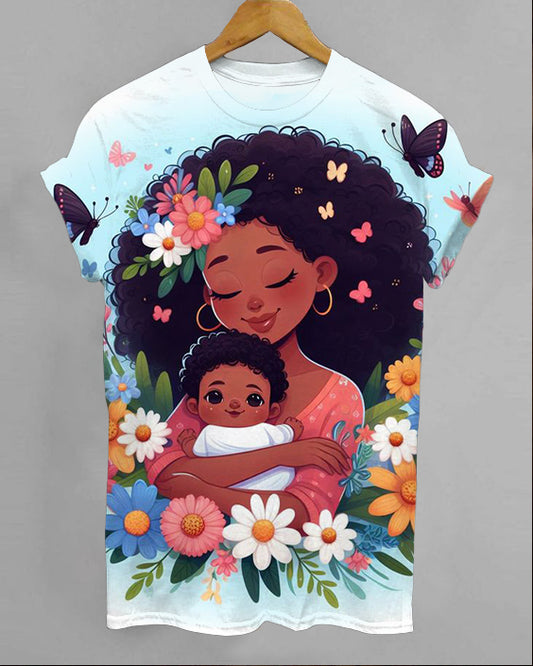 Mother's Day Crew Neck Short Sleeve T-shirt