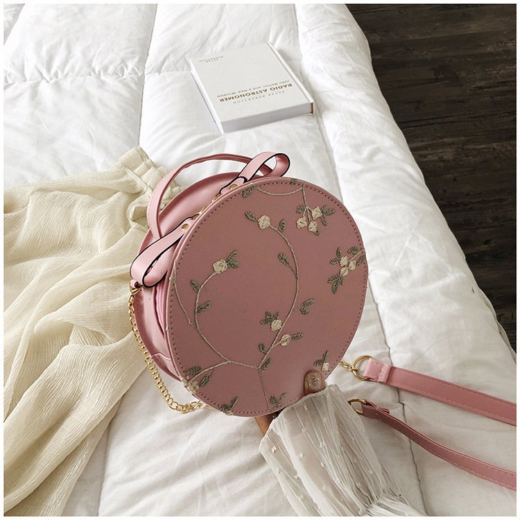 Hot Sale Sweet Lace Round Handbags PU Leather Women Crossbody Bags