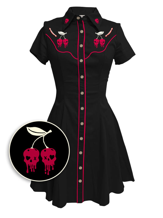 Cherry Skull - 100% Cotton Double Pocket Dress