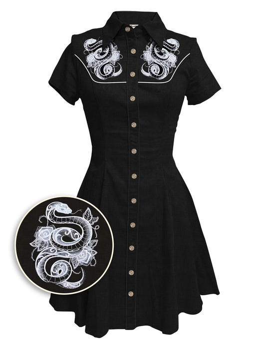 [Embroidery]Rose Snake - 100% Cotton Dress