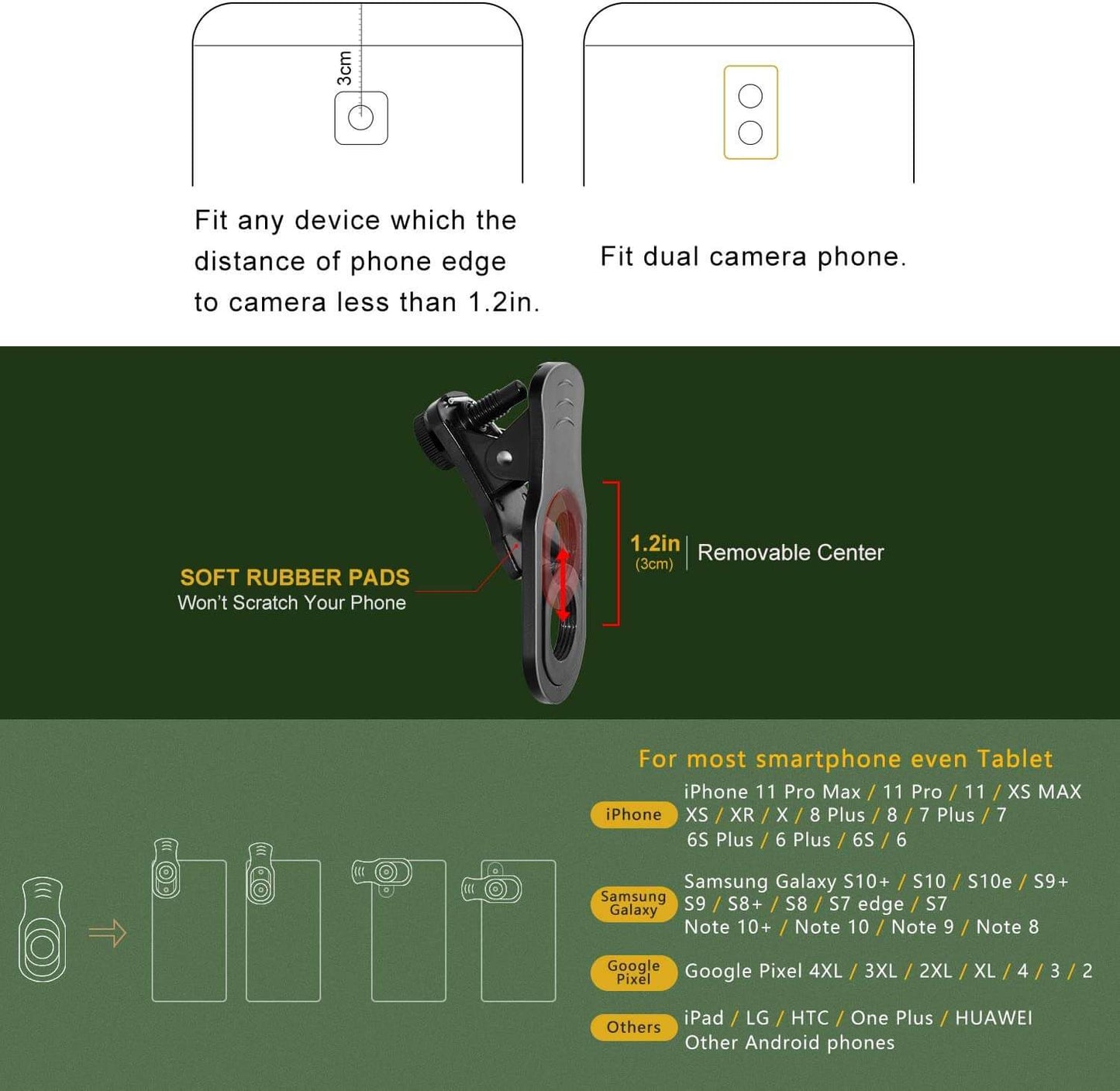 Cell Phone Camera Lens, 18X Zoom Telephoto Lens with Tripod for iPhone, Samsung, Android, Monocular Telescope