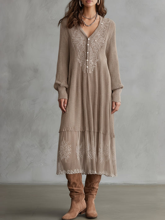 Whispered Snow Knit Maxi Dress