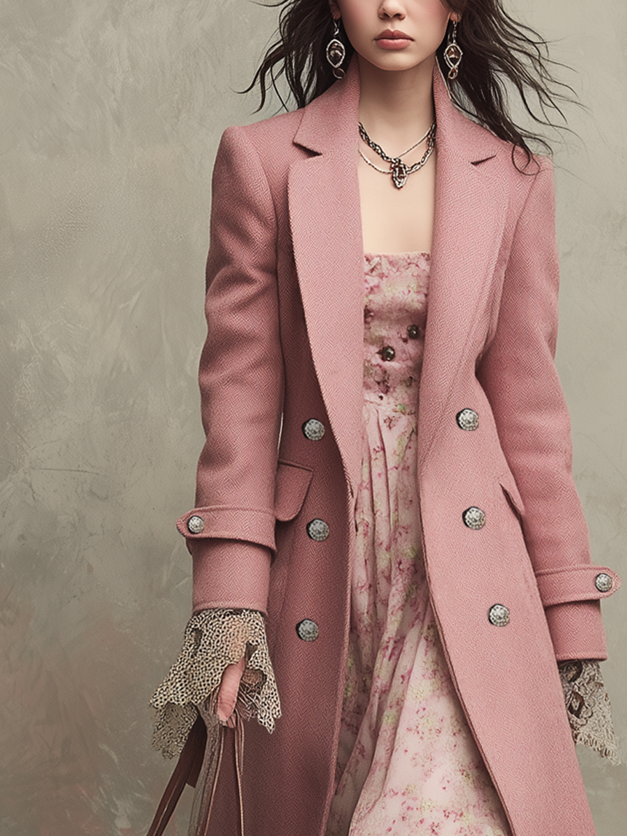 Vintage Double-breasted Wool-blend Coat