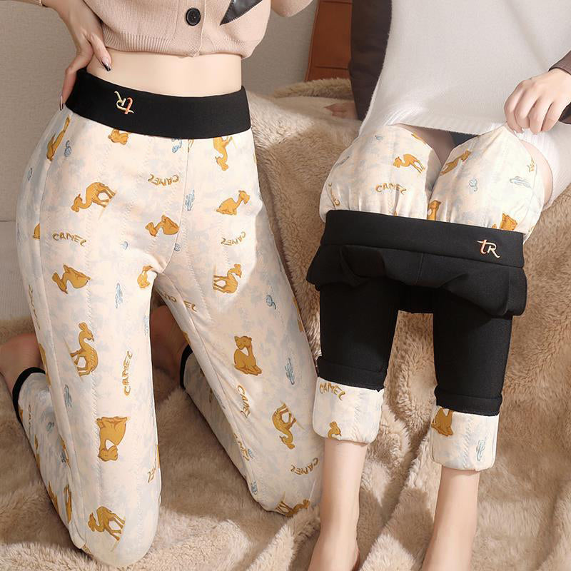 Men and women of the same paragraph camel velvet cotton pants outside casual pants winter padded thickening warm pants