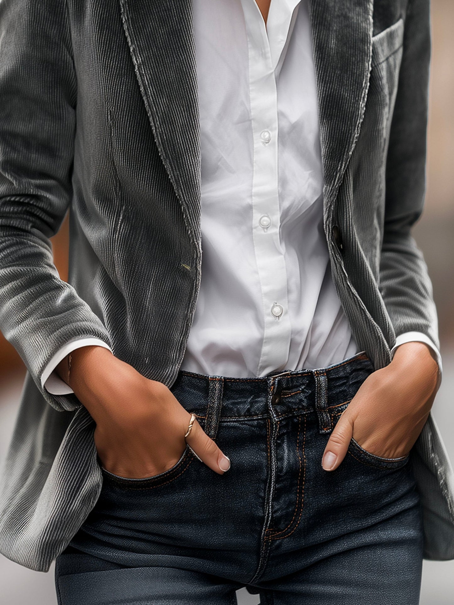Chic Soft Velvet Texture Tailored Single-Breasted Blazer
