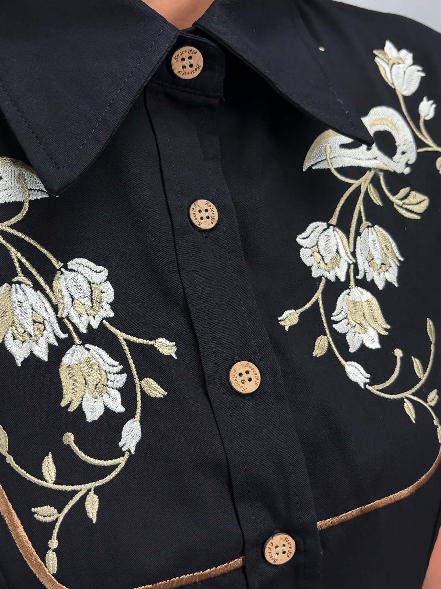 [Embroidery]Skeleton Crow Head And Flower - 100% Cotton Dress