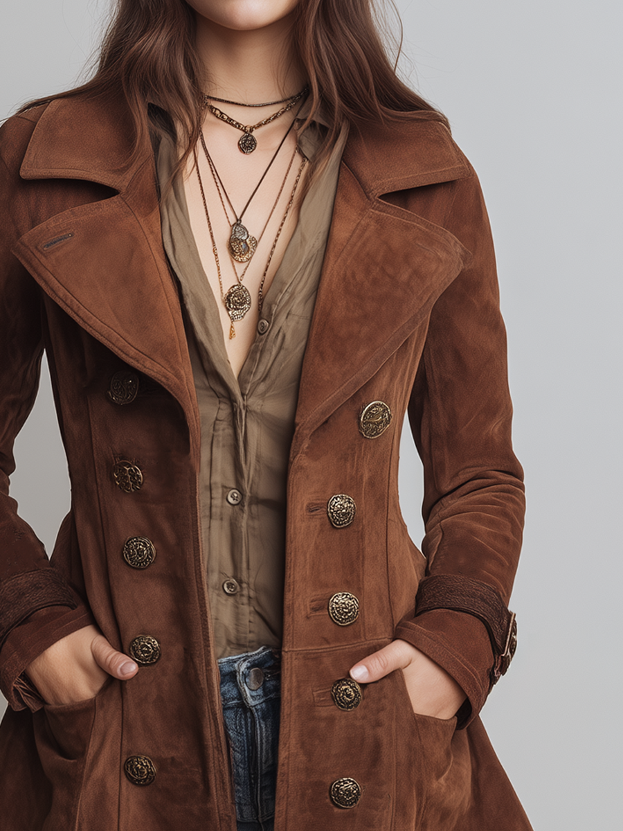 Vintage Polyester Suede Lapel Jacket