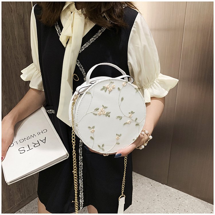 Hot Sale Sweet Lace Round Handbags PU Leather Women Crossbody Bags