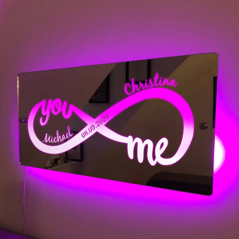 💖Personalized Name Mirror Light Infinity Love Gift for Couple