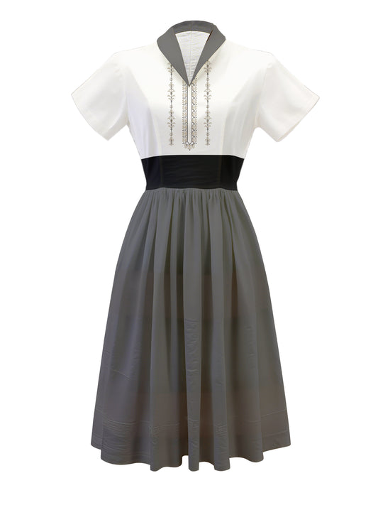 Simple Grey - 100% Cotton Vintage Dress