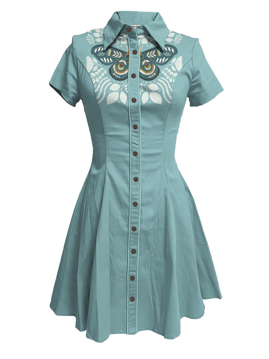 Flower And Butterfly - 100% Cotton Dress