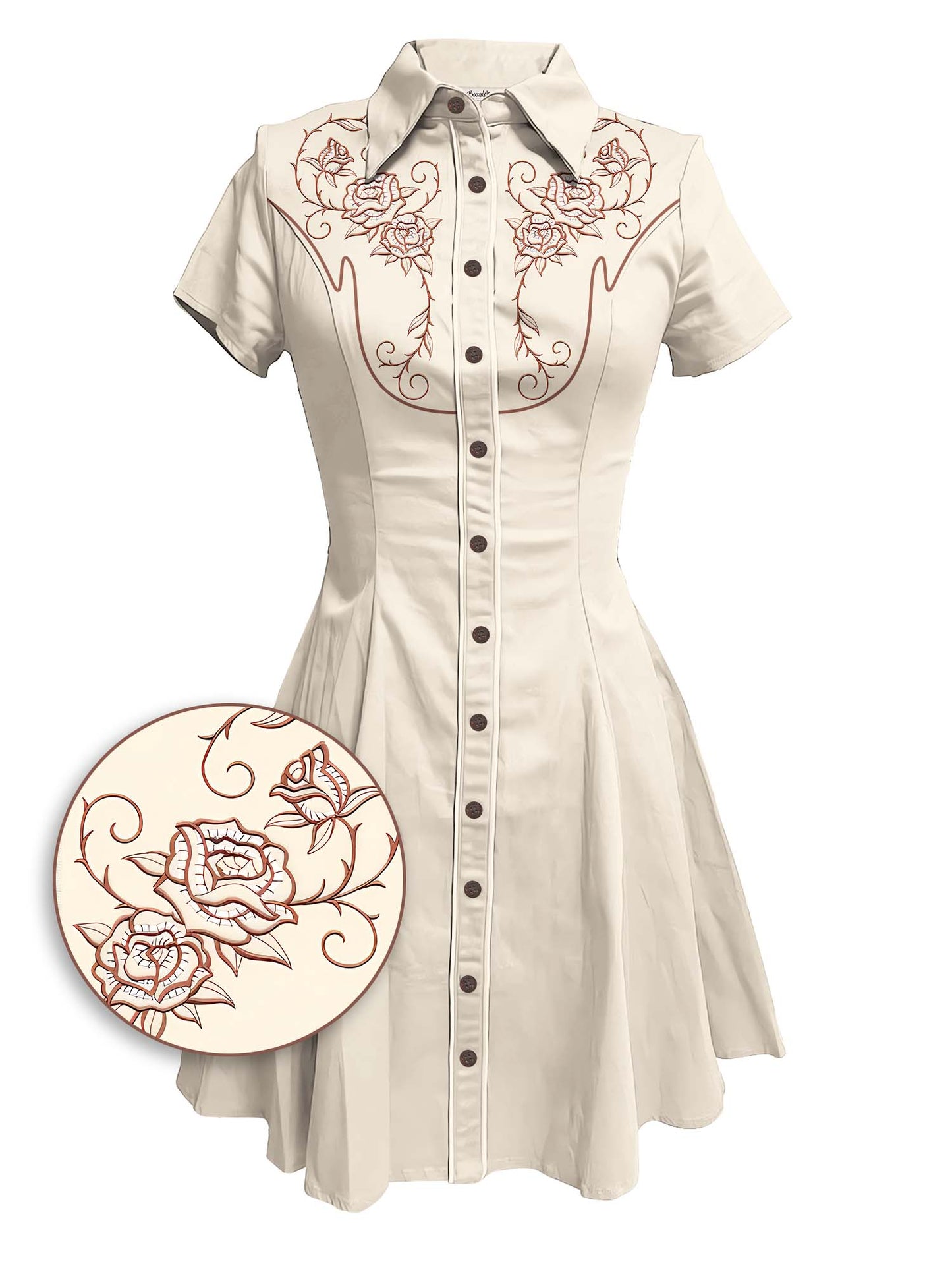 [Embroidery]Rose Of Thorns - 100% Cotton Dress