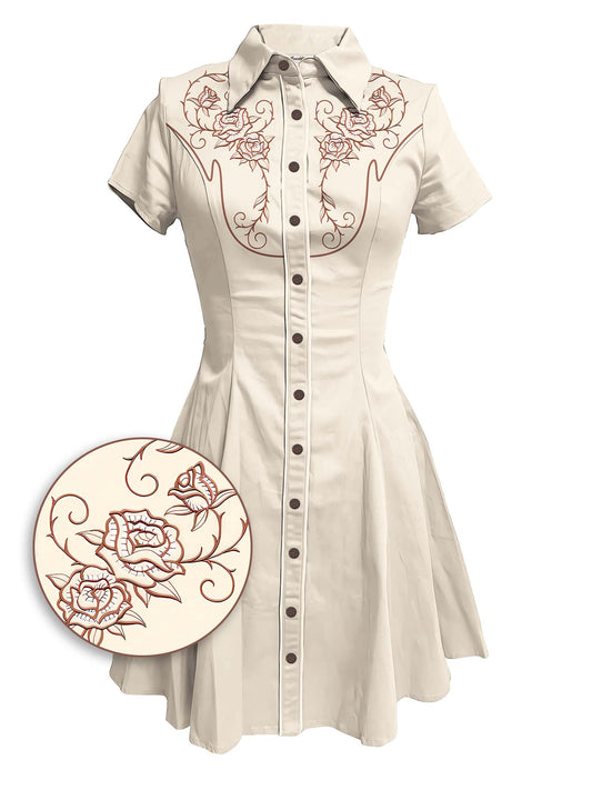 [Embroidery]Rose Of Thorns - 100% Cotton Dress