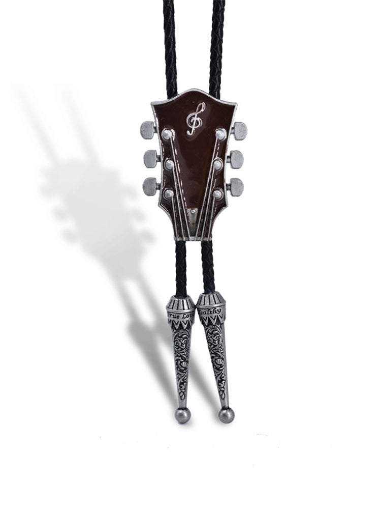 Guitar Instrument Genuine Leather Polo Bow Tie