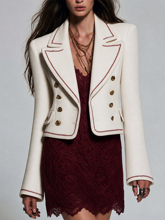 Boho Embroidered Cropped Blazer Jacket