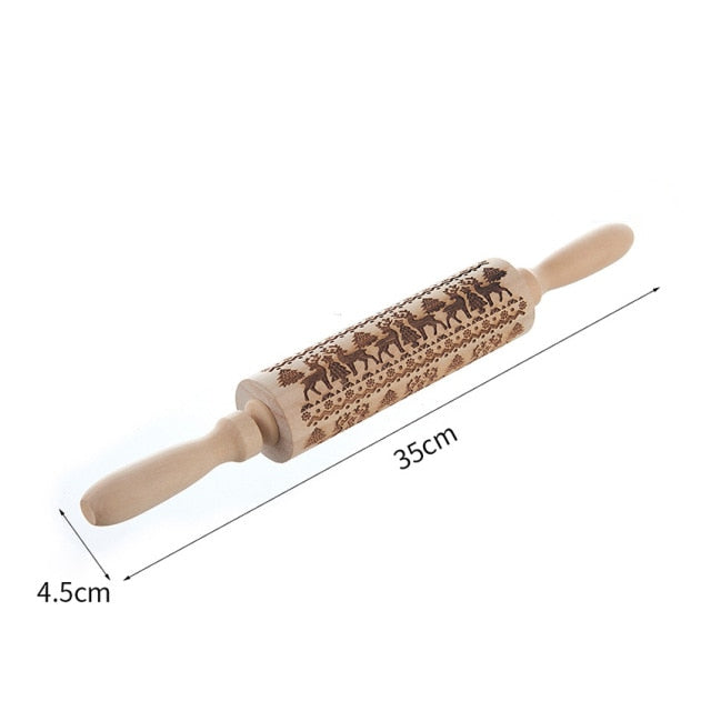 Christmas Wooden Rolling Pin