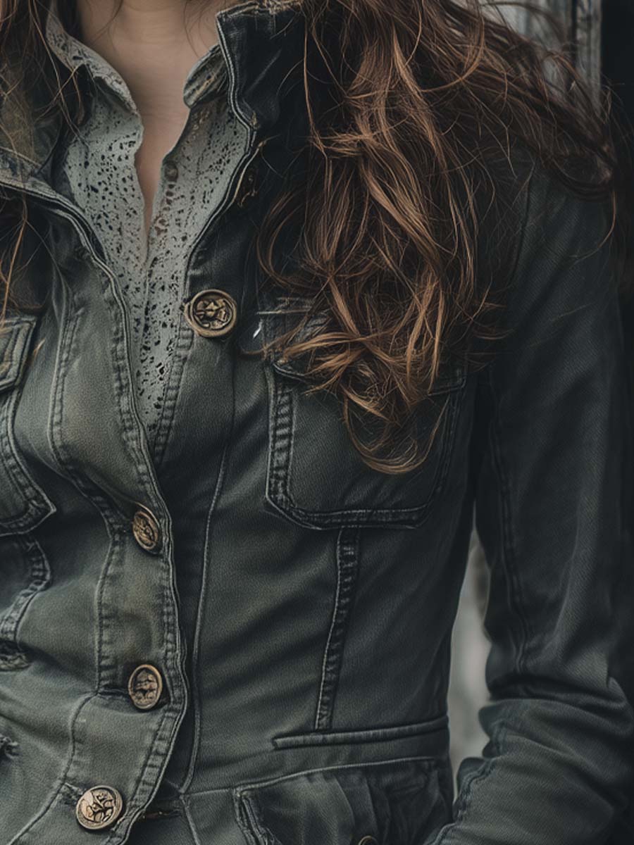 Vintage Washed Worker Button-Up Jacket
