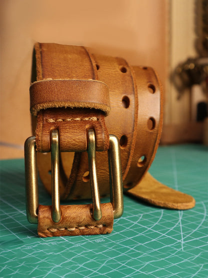 Double Needle Cowhide Vintage Belt