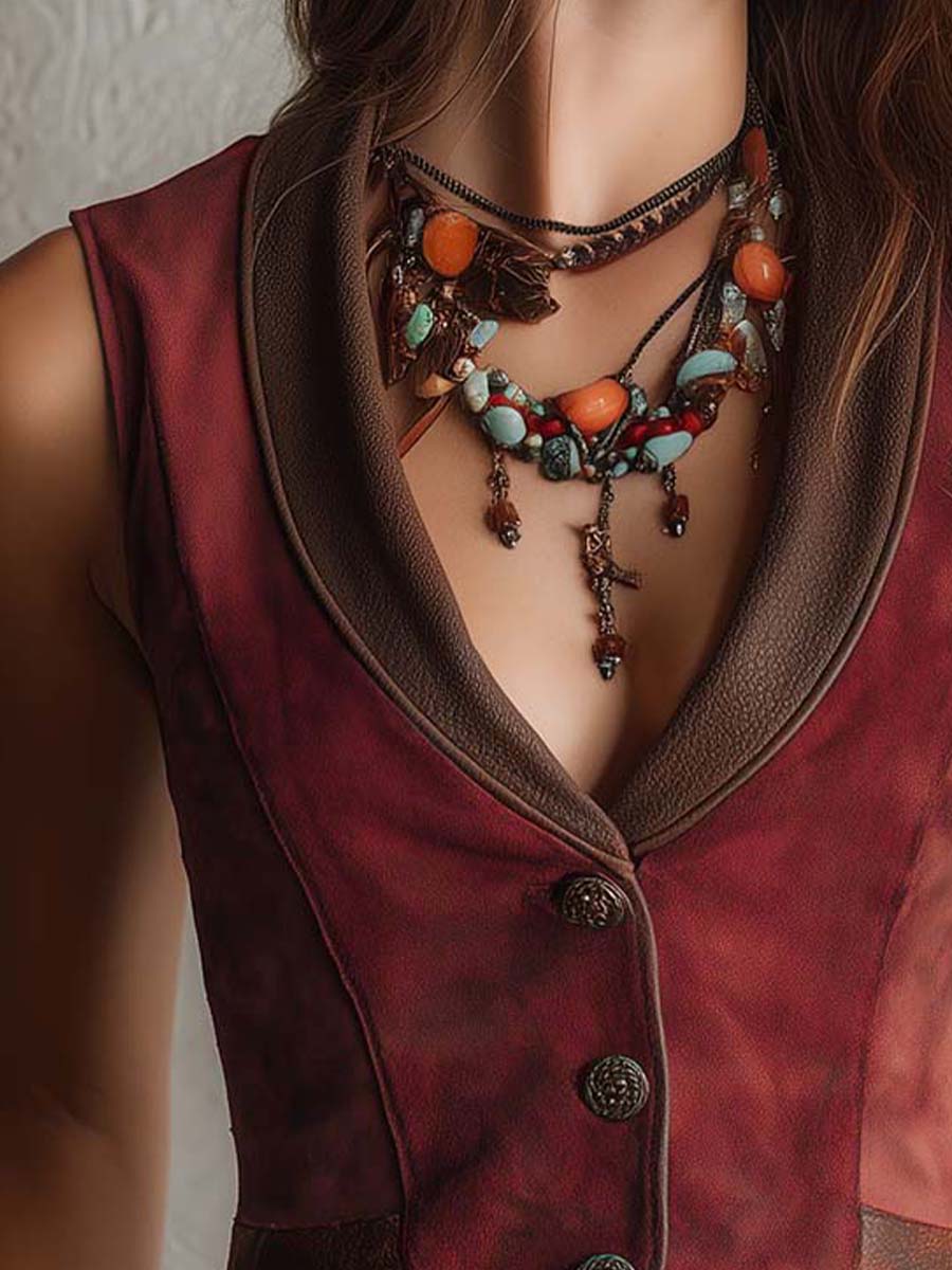 Ruby Micro-Suede Shawl-Collar Button Vest