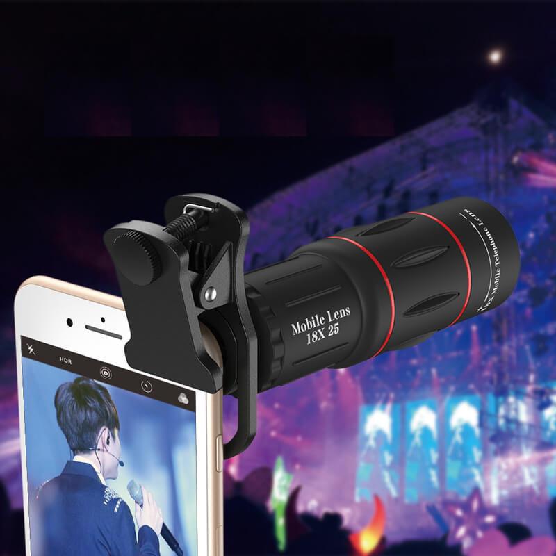 Cell Phone Camera Lens, 18X Zoom Telephoto Lens with Tripod for iPhone, Samsung, Android, Monocular Telescope