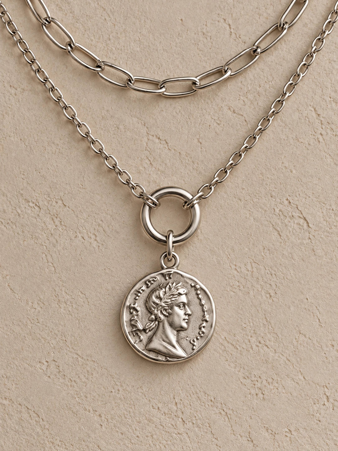 Roman Coin Double-Layer Chain Necklace