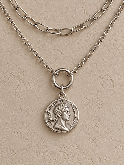Roman Coin Double-Layer Chain Necklace