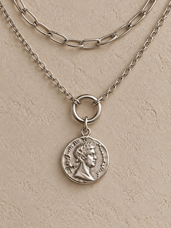 Roman Coin Double-Layer Chain Necklace